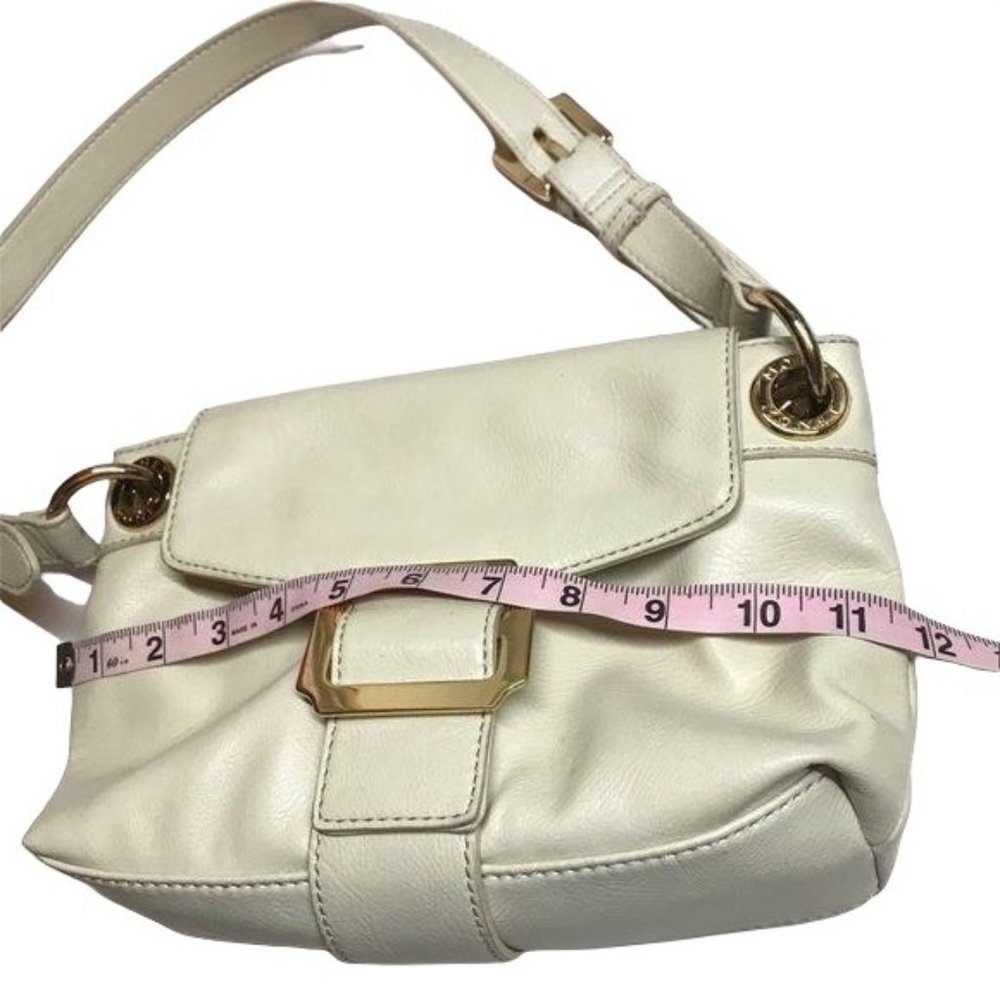 MONET Shoulder Bag Gold Hardware Cream Vegan Leather Beige Envelope Purse Size M - Picture 8 of 8
